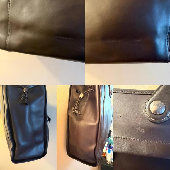 Longchamp Vintage Large Brown Leather Tote Bag - Picture 5 of 8